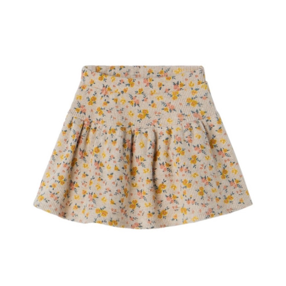 Zara Cream Floral Ruffle Skirt with Yellow Accents